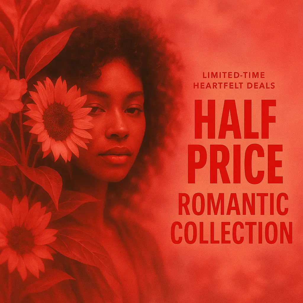 Love Album Covers template with floral portrait and bold red text