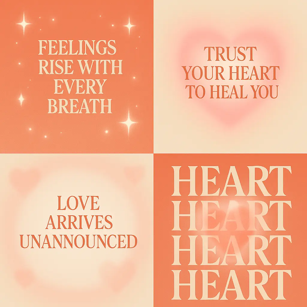 Romantic Love Album Covers template with heart glows and serif text