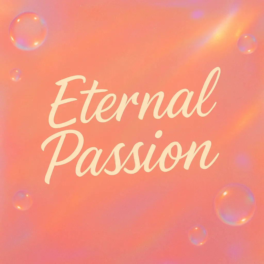 Love Album Covers template with 'Eternal Passion' text and soft glowing bubbles