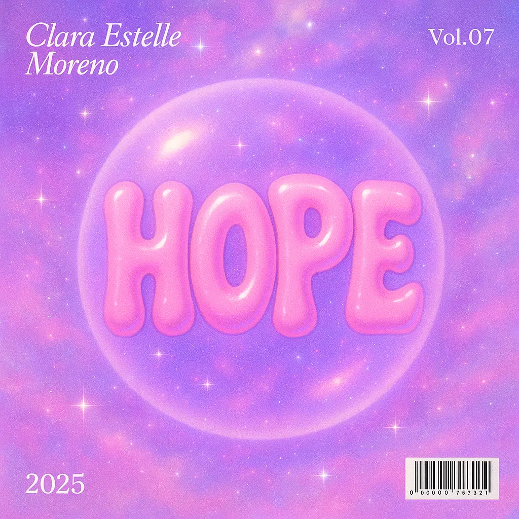 Dreamy Love Album Covers template with pink HOPE letters in bubble style