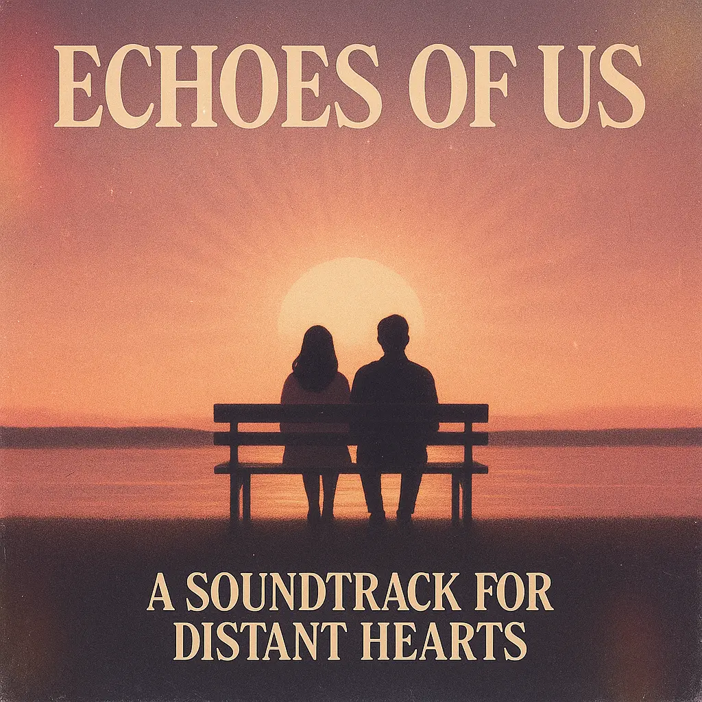 Nostalgic Love Album Covers template with couple and sunset