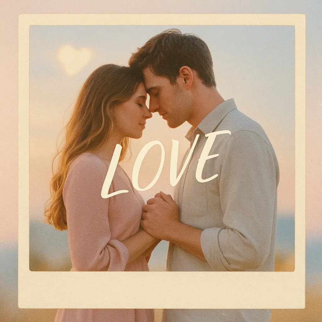 Love Album Covers template with romantic couple and soft-focus glow
