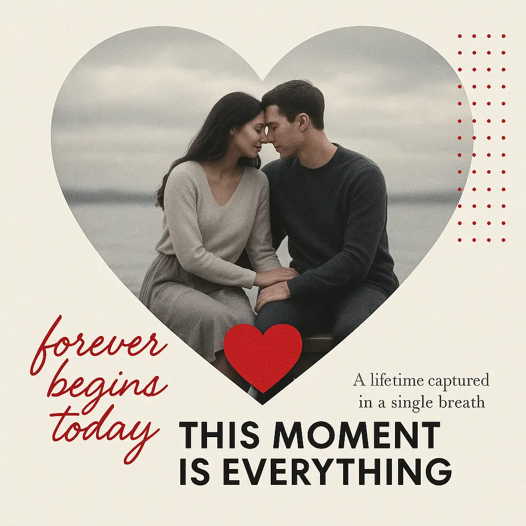 Tender Love Album Covers template with couple inside heart frame