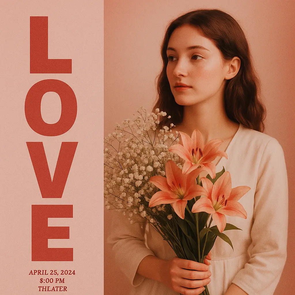 Love Album Covers template with woman holding flowers
