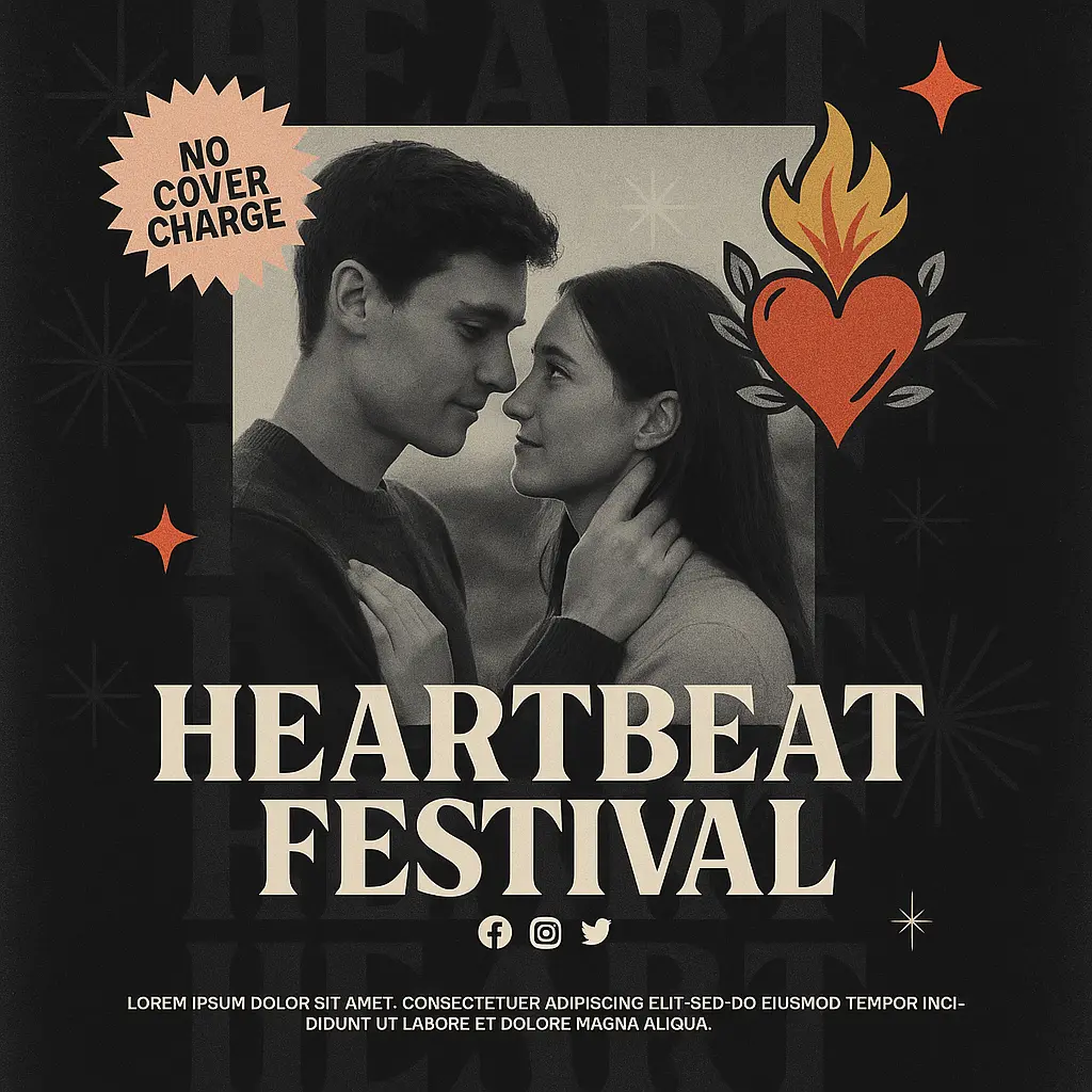 Romantic Love Album Covers template with modern collage style