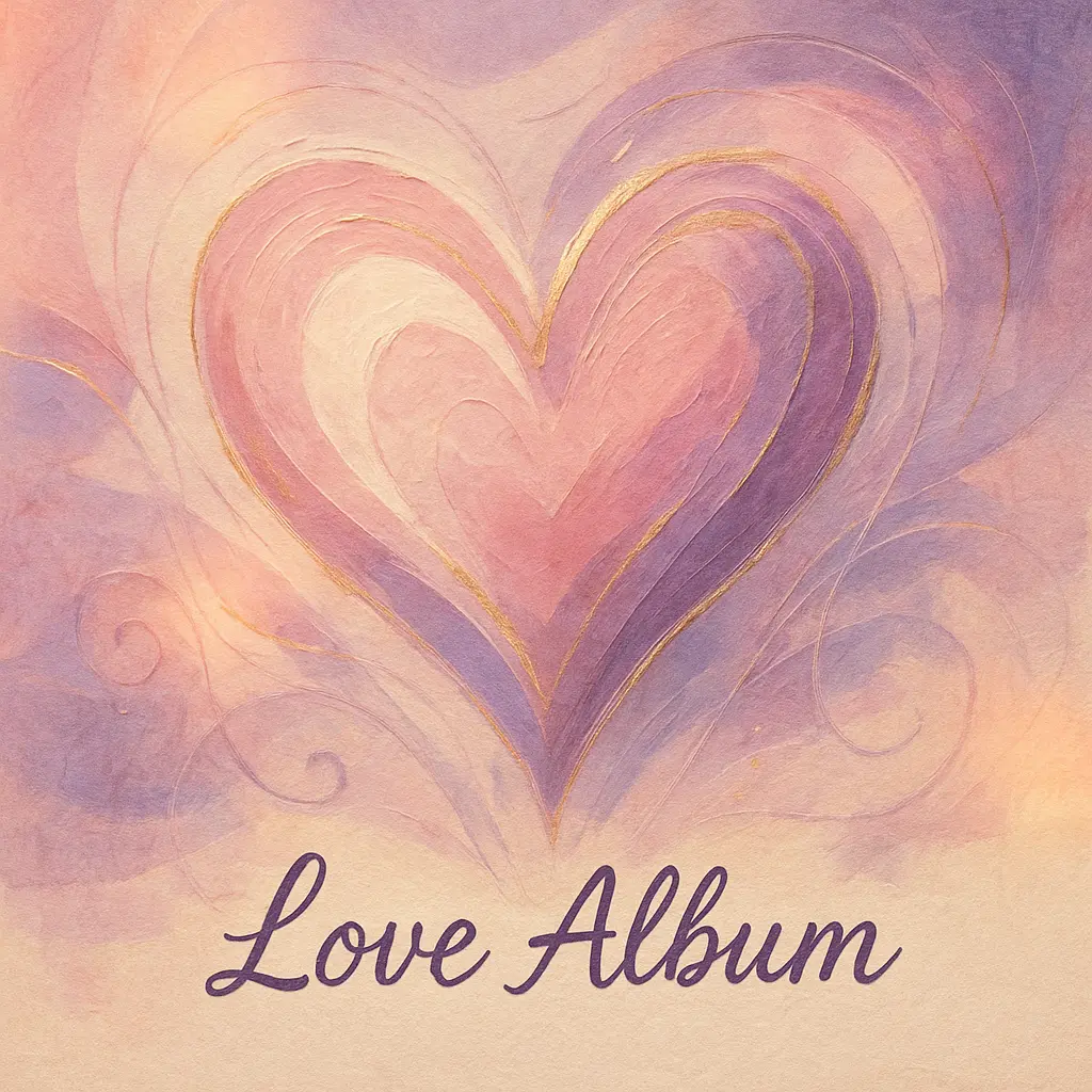 Abstract heart design on Love Album Covers template