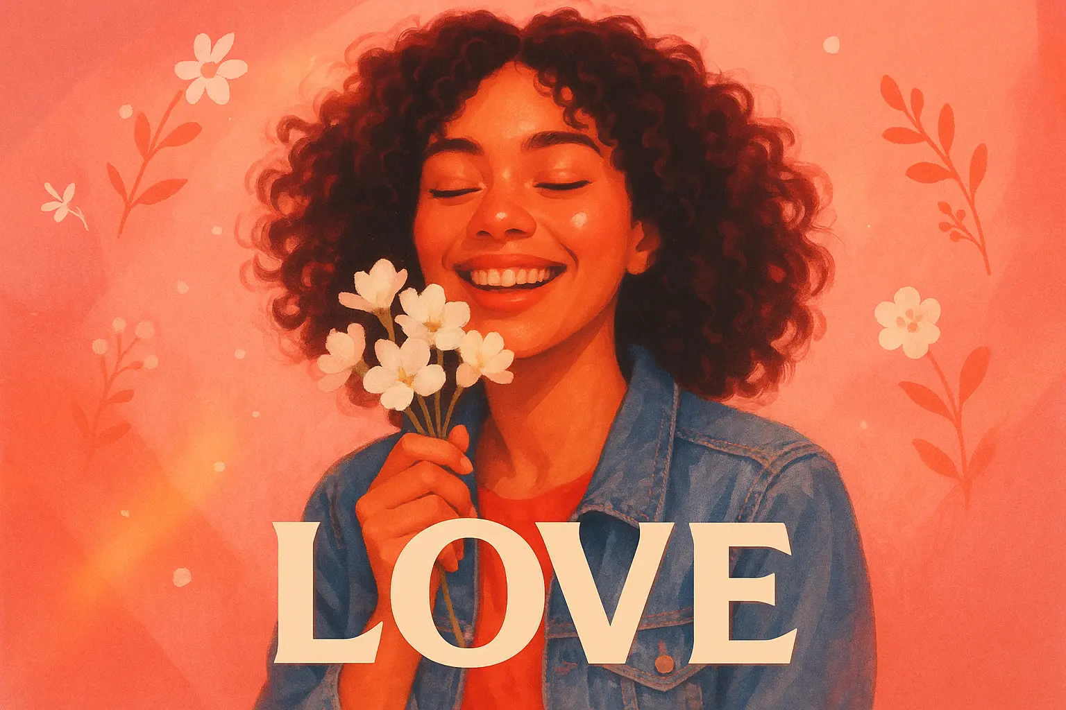 Love Album Covers template with heart spoon on red backdrop