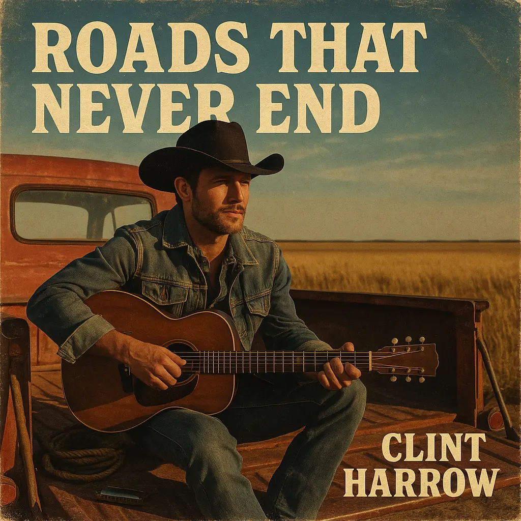 Country Album Covers template with singer in truck bed
