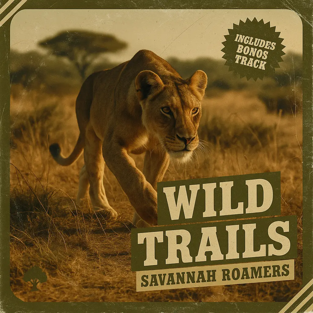 Country Album Covers template with lioness in wild terrain