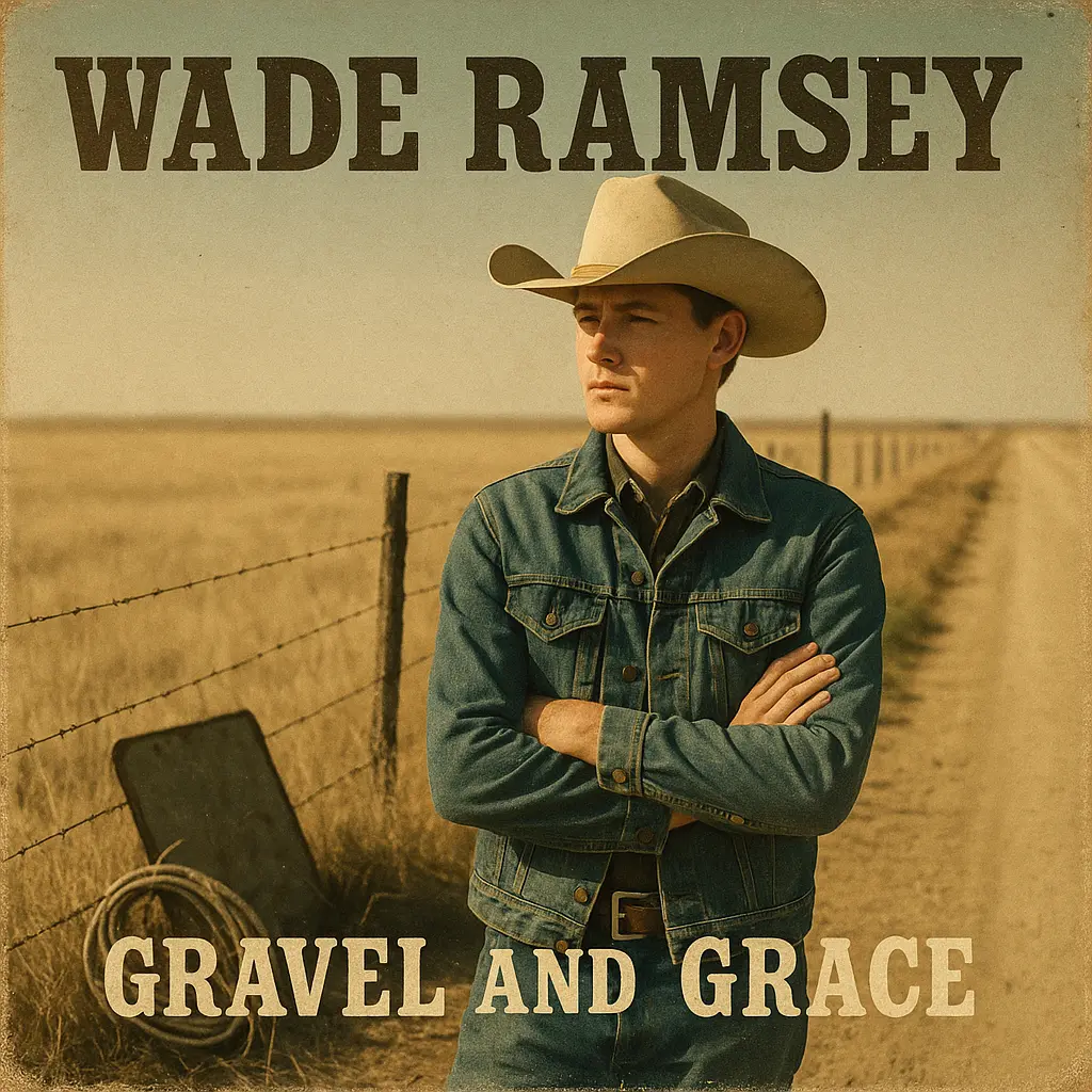 Country Album Covers template with cowboy on rural prairie