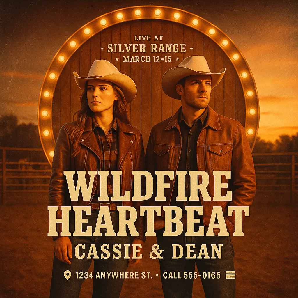 Country Album Covers template with cowboy duo at rodeo stage