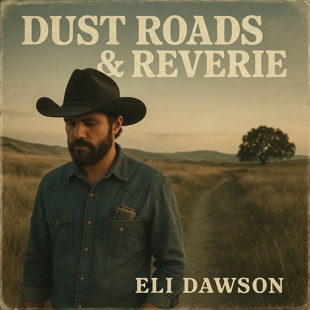 Dusty prairie scene with cowboy for Country Album Covers template