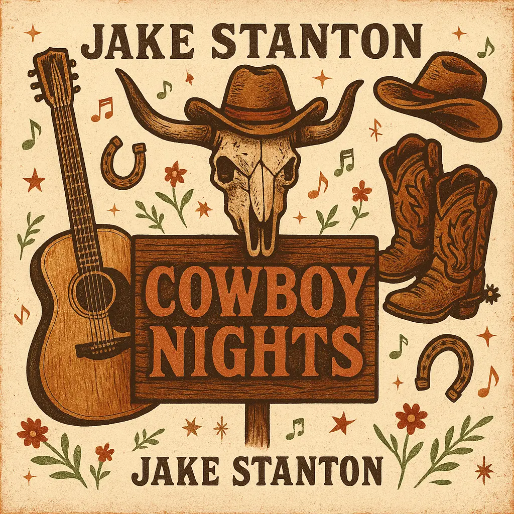 Country Album Covers template with cowboy skull and musical elements