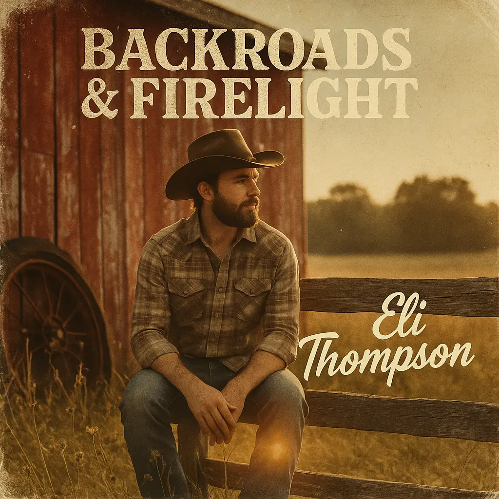 Country Album Covers template with cowboy on rustic fence