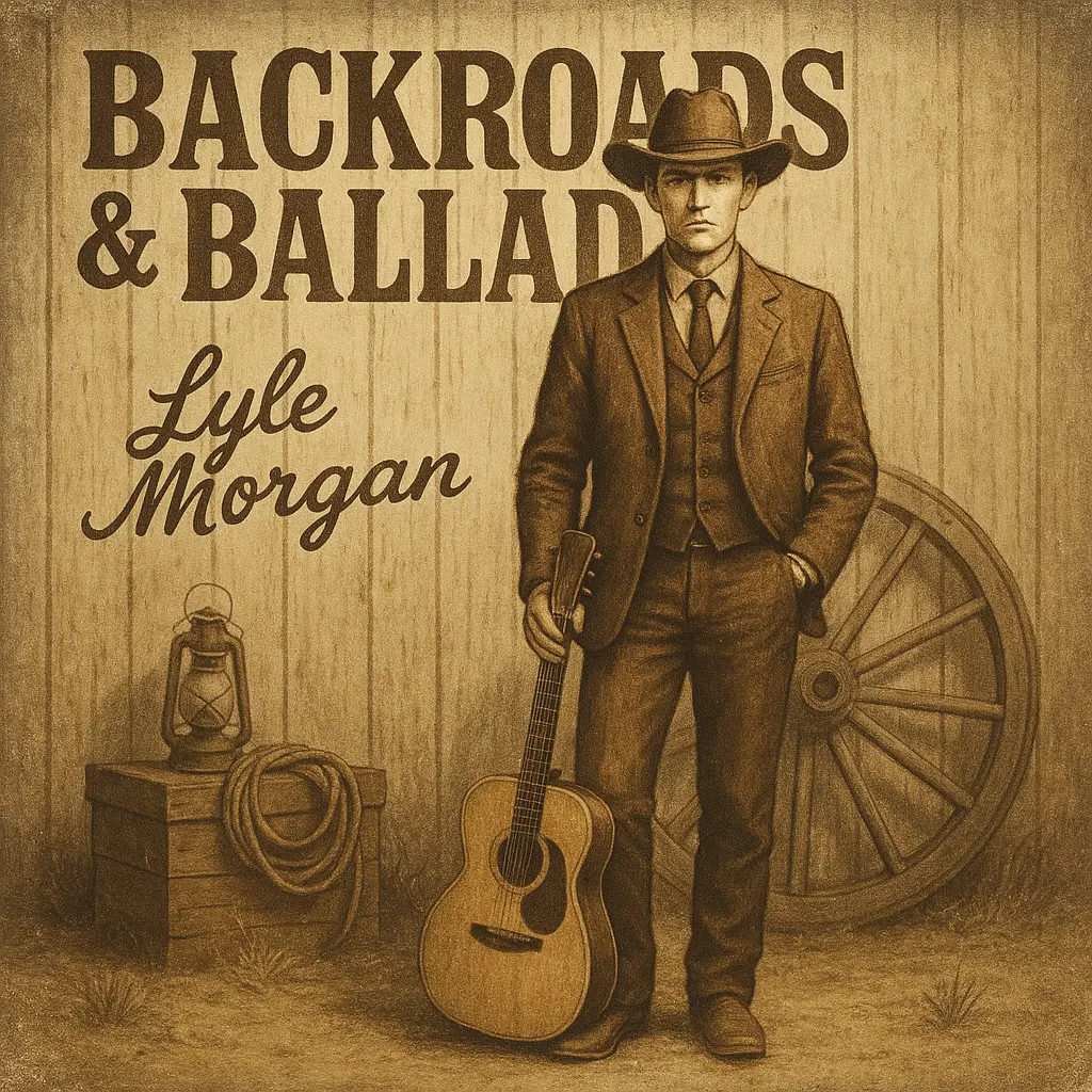Country Album Covers template with cowboy and rustic barn