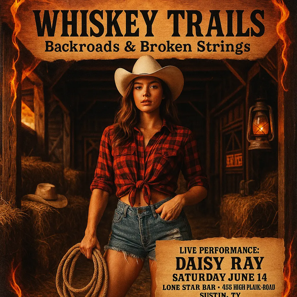 Country Album Covers template with bold cowgirl and fiery Western theme