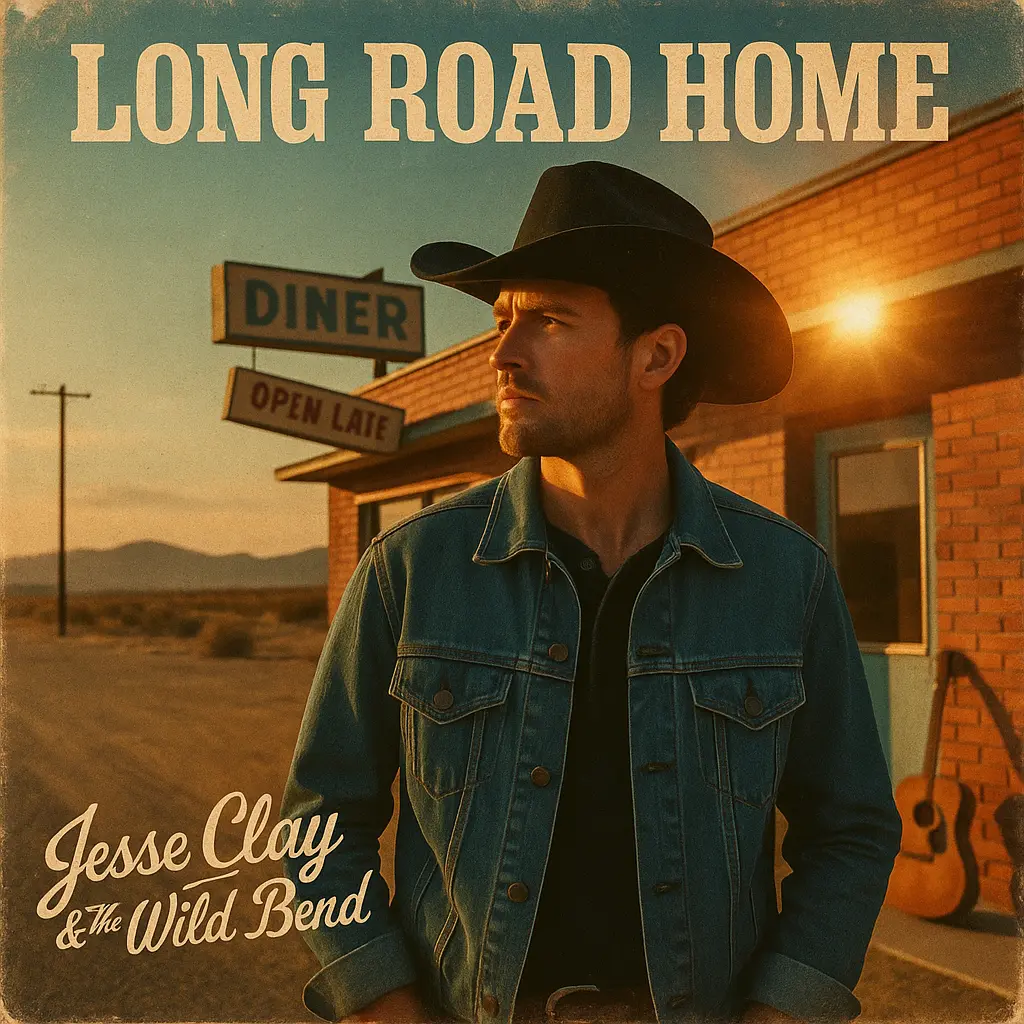 Retro desert diner Country Album Covers template with male singer