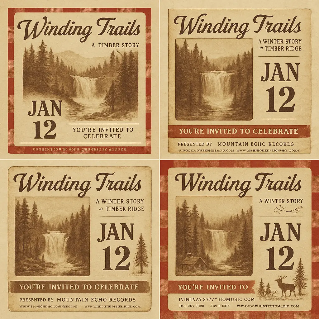 Rustic winter-themed Country Album Covers template with vintage design