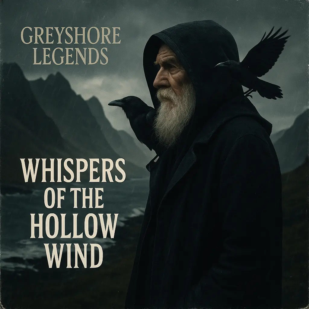 Dark country album cover with hooded man and ravens, Country Album Covers template