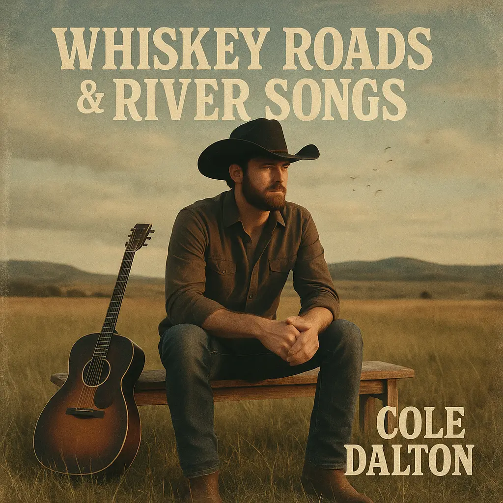 Man on bench in field for Country Album Covers template