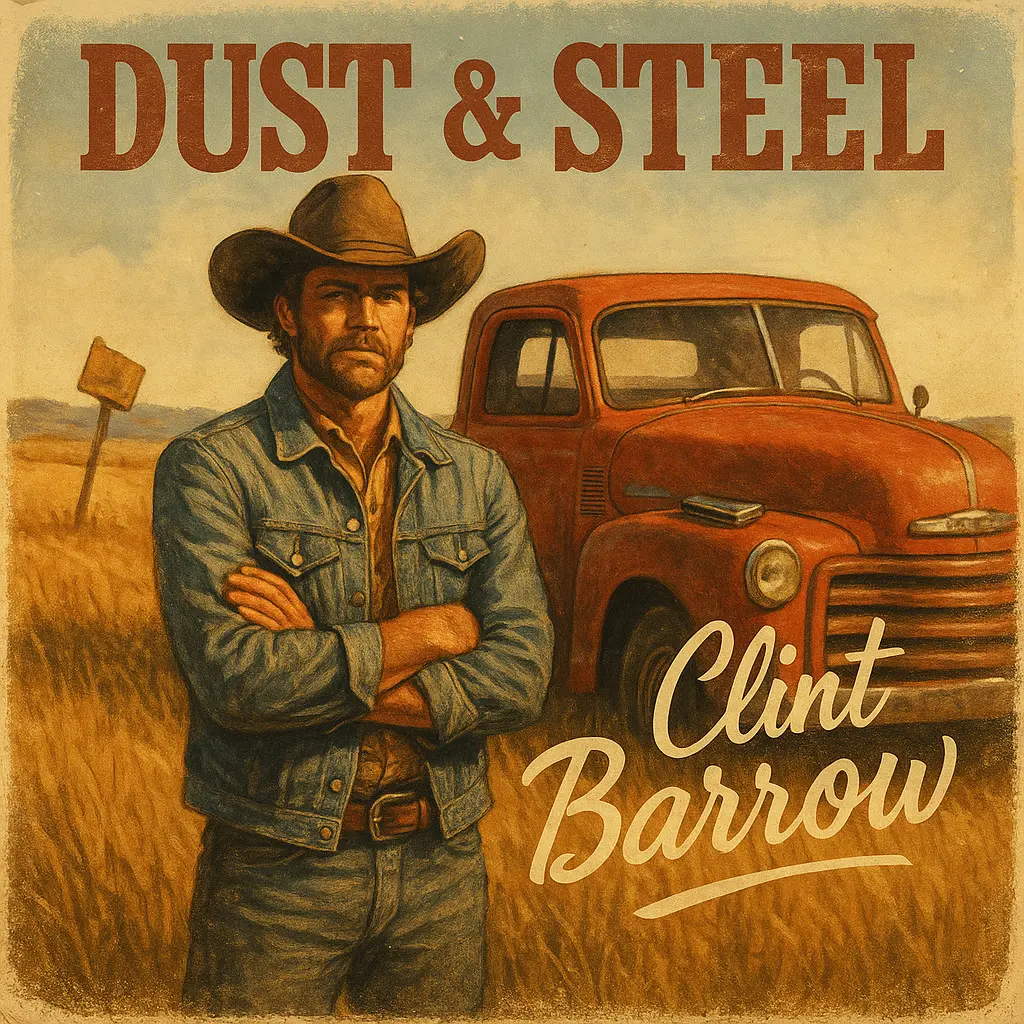 Country Album Covers template with cowboy and pickup truck
