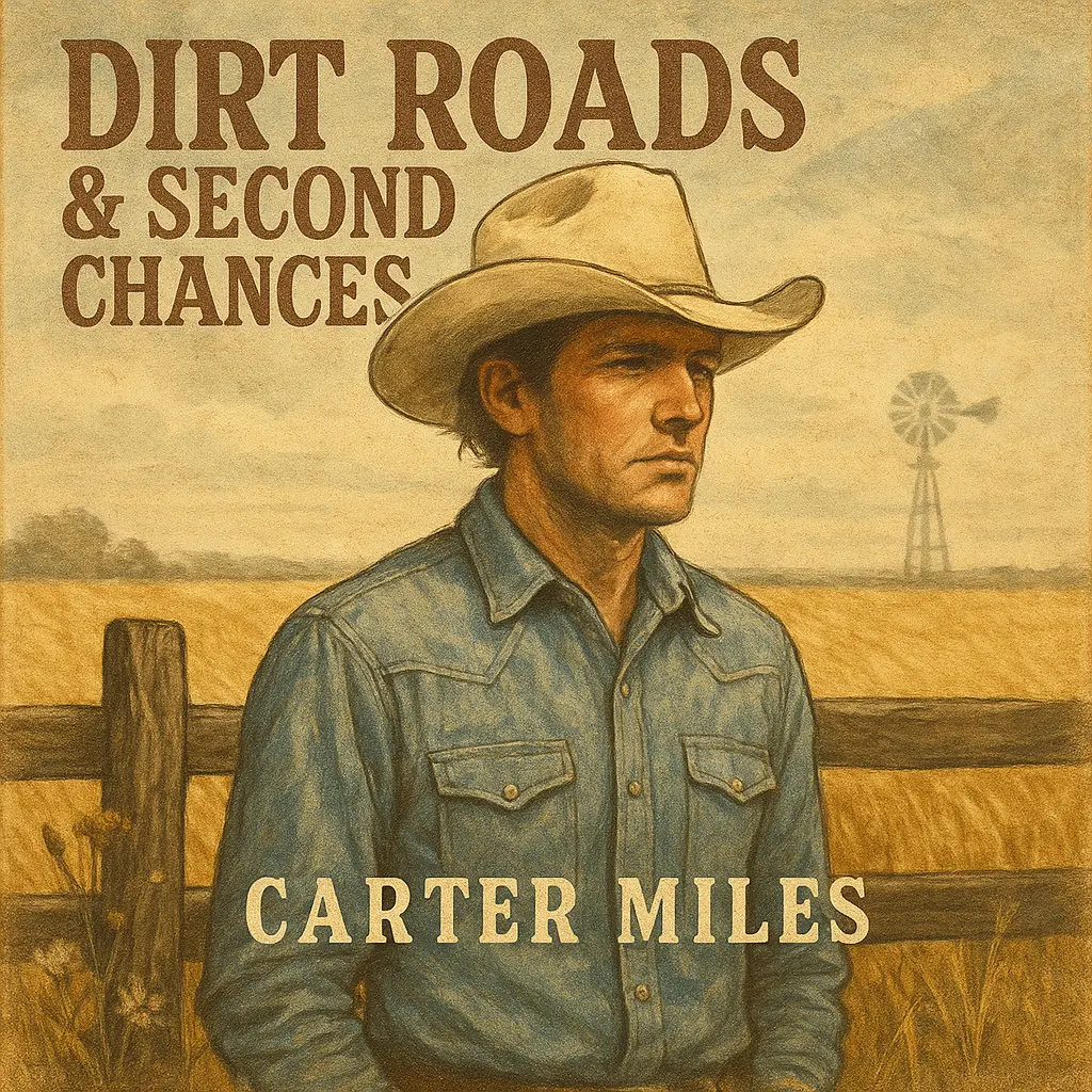 Country Album Covers template with cowboy and rustic field