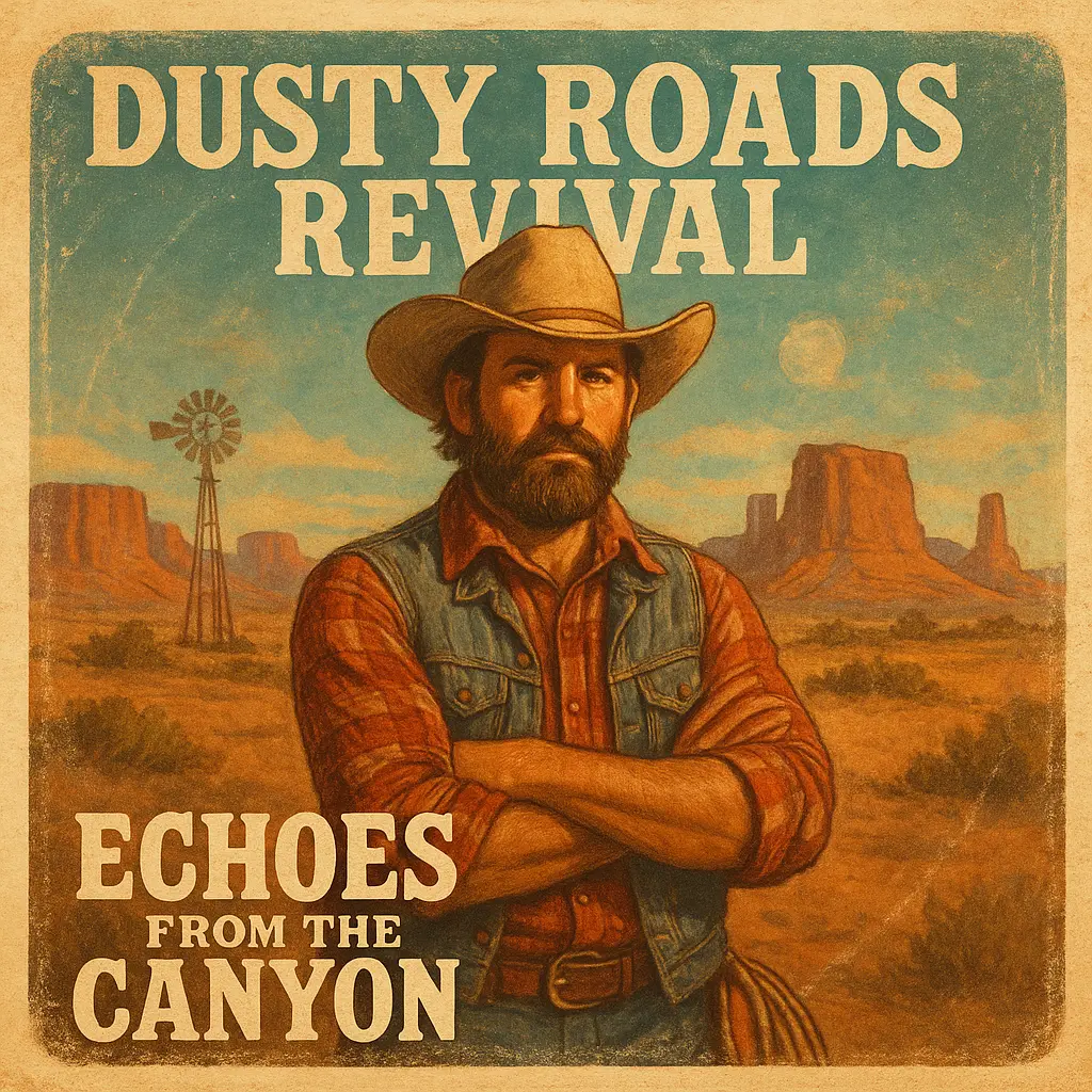 Vintage Country Album Covers template with cowboy and desert scene