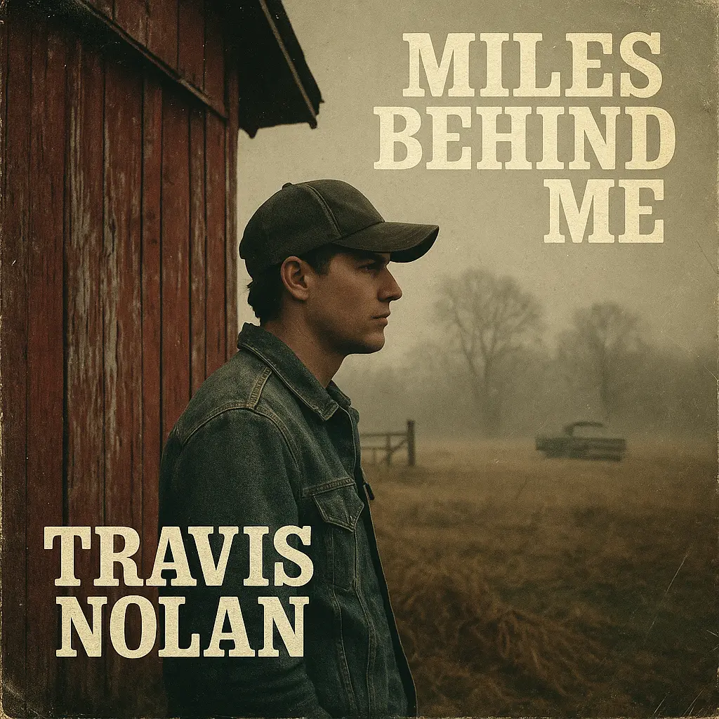 Country Album Covers template with rustic barn and lone man