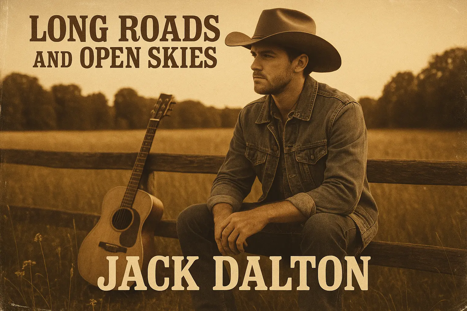 Country Album Covers template with western duo and sunset glow