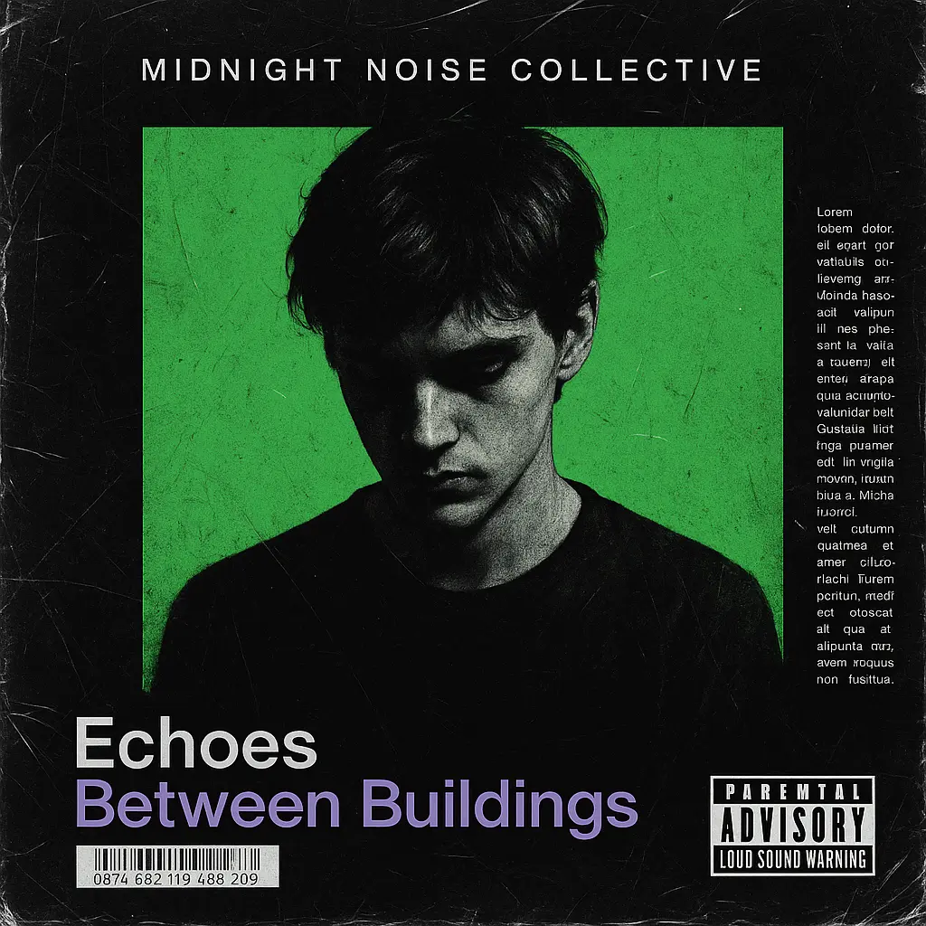 Grunge-style Rock Album Covers template with neon green portrait