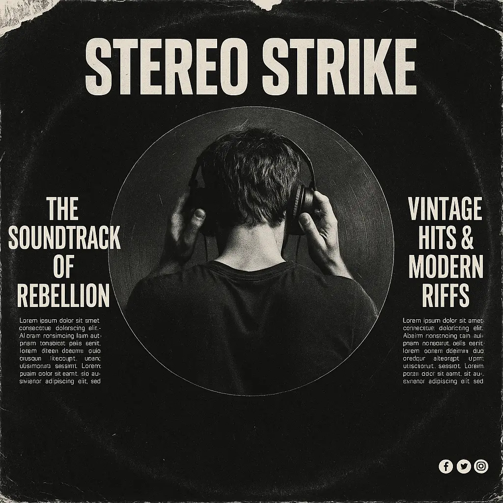 Rock Album Covers template with vintage photo and bold text