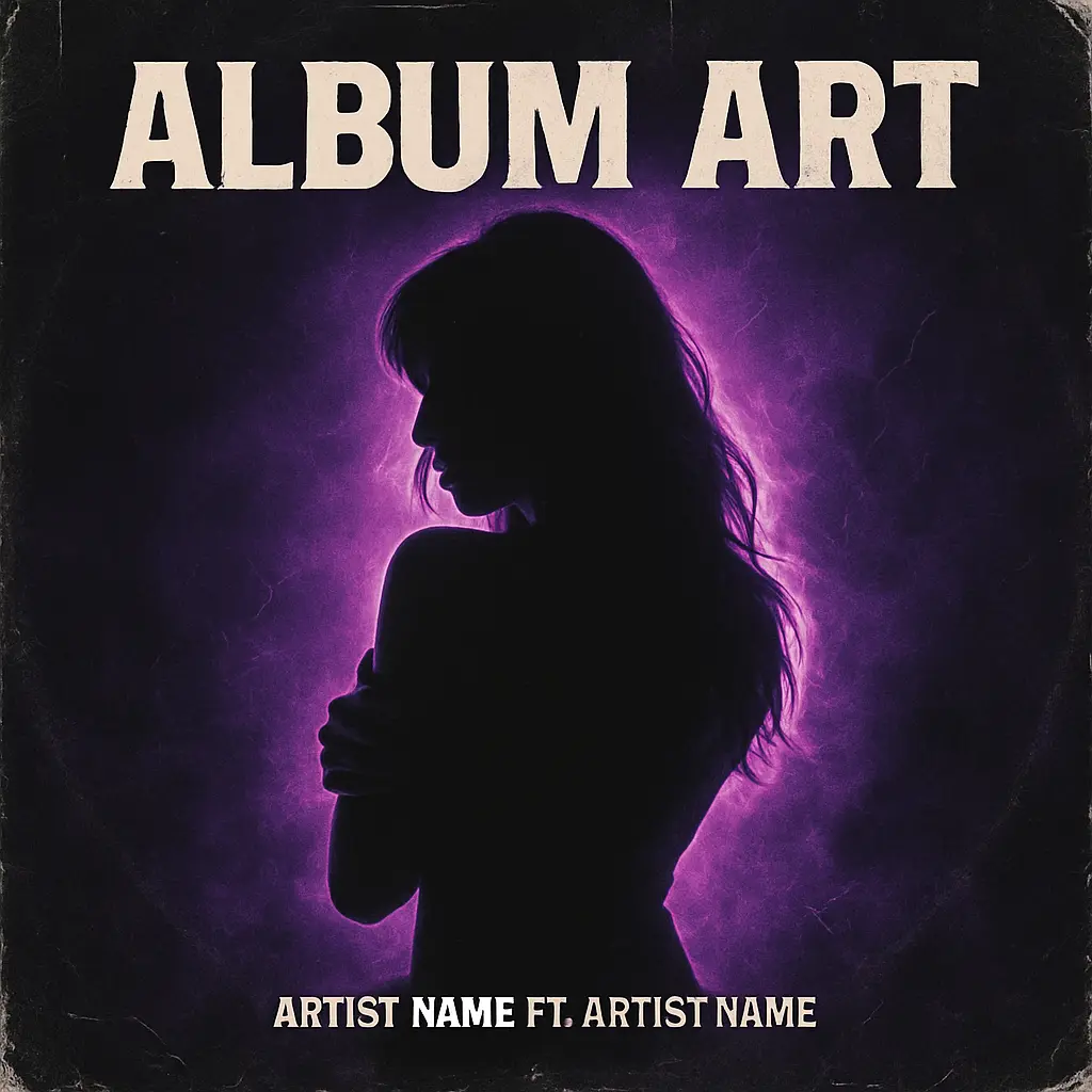 Rock Album Covers template featuring a neon-lit silhouette of a woman