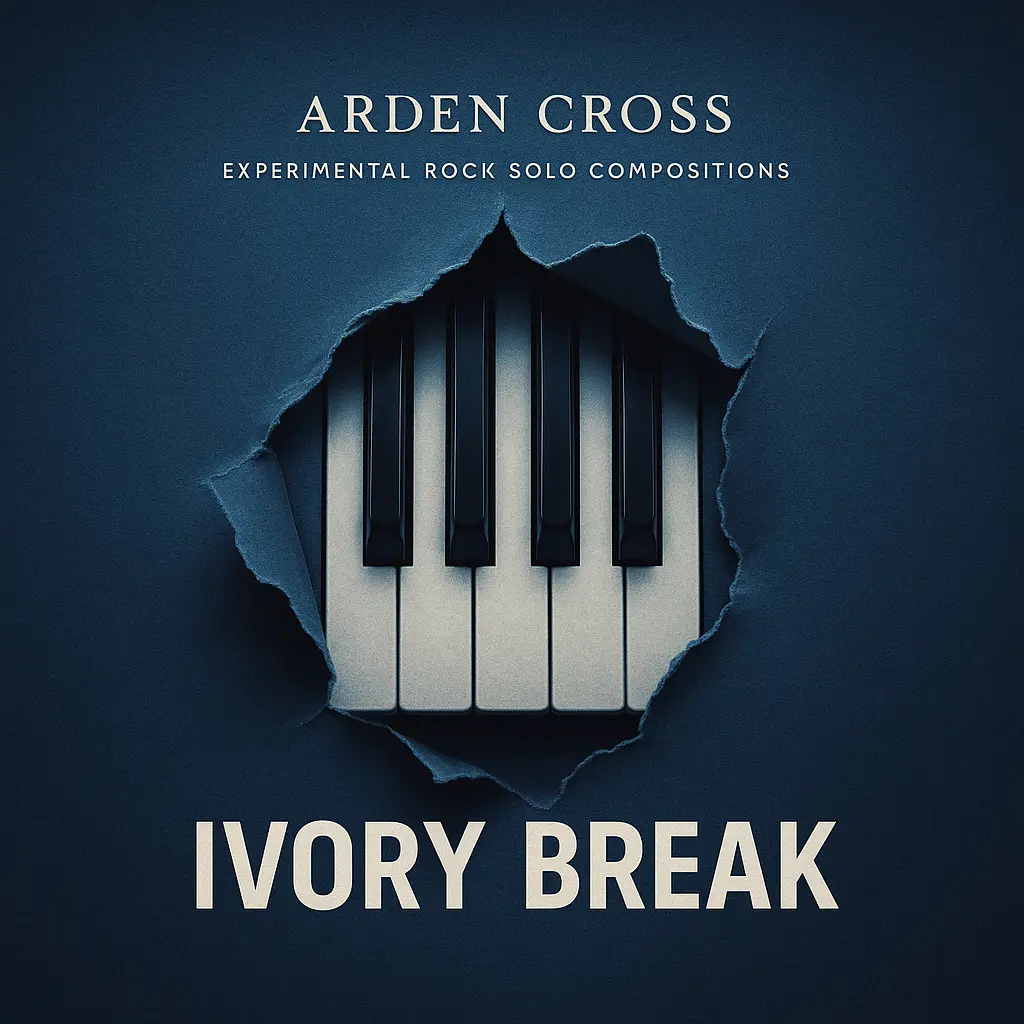 Rock Album Covers template with torn paper and piano keys