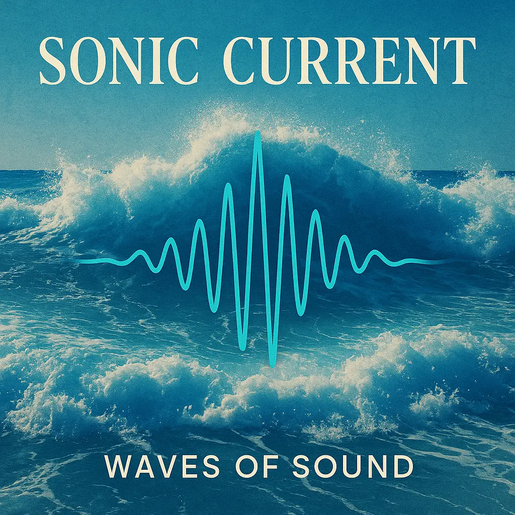 Rock Album Covers template featuring soundwave over ocean waves