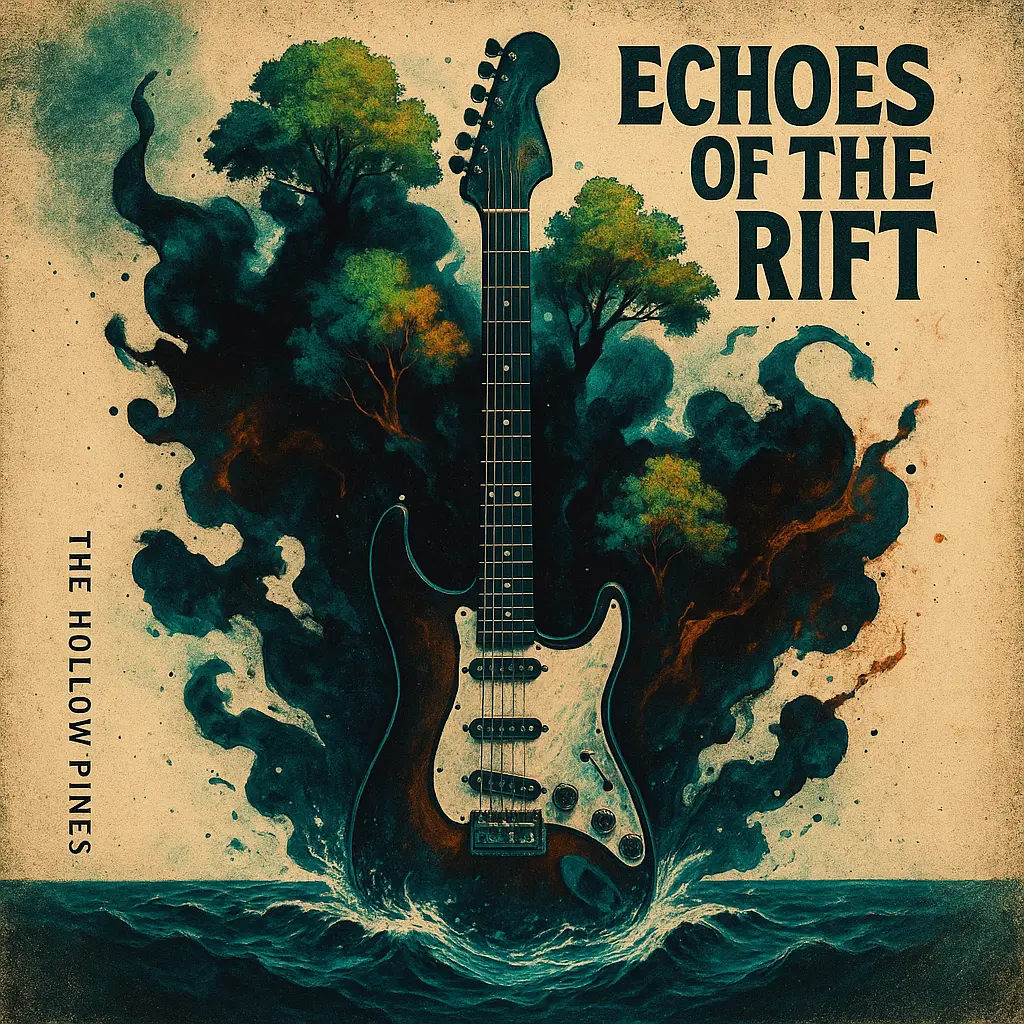 Surreal guitar rising from water in Rock Album Covers template