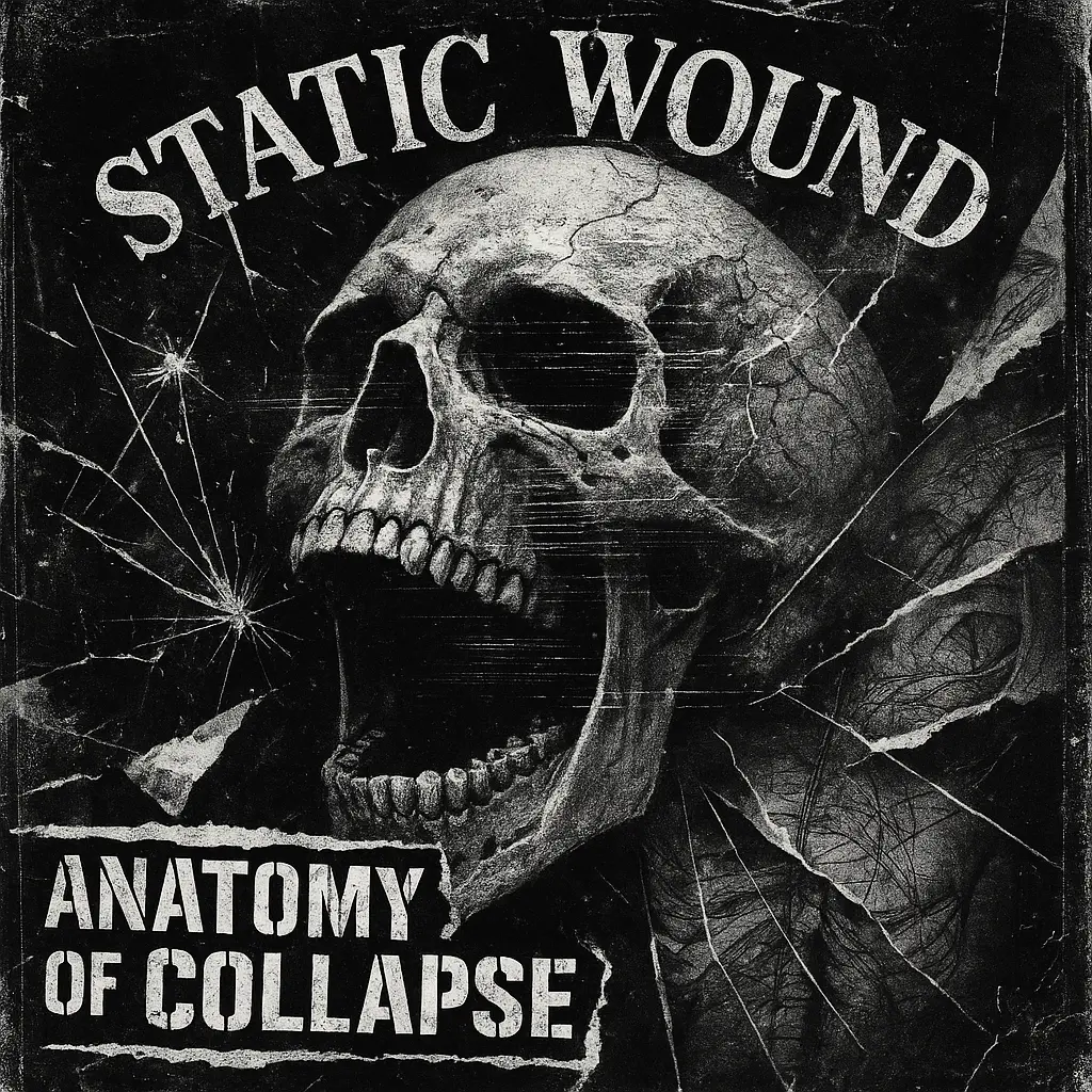 Grungy Rock Album Covers template with skull collage and glitch effects