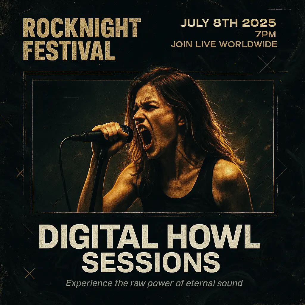Grunge-style Rock Album Covers template with fierce female vocalist