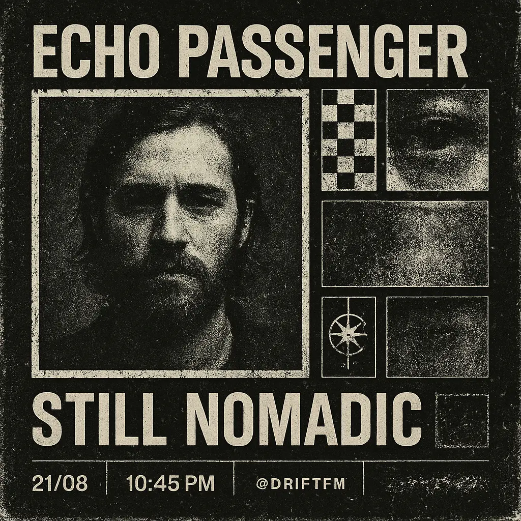 Grunge-style Rock Album Covers template with pixelated bearded portrait