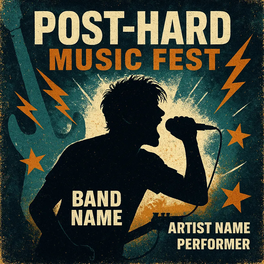 Rock Album Covers template with vocalist and electric guitar elements