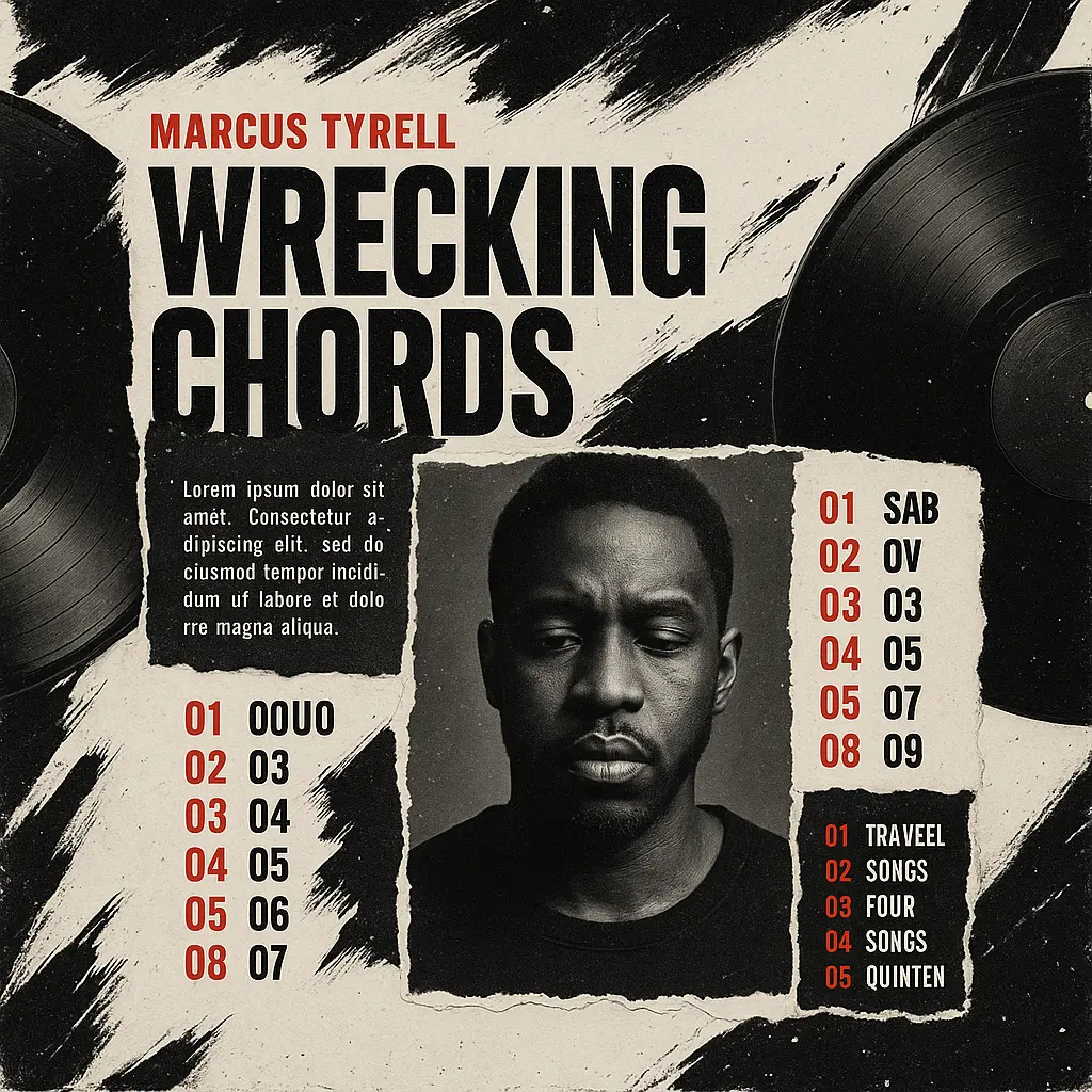 Vintage Rock Album Covers template with gritty torn-paper effect