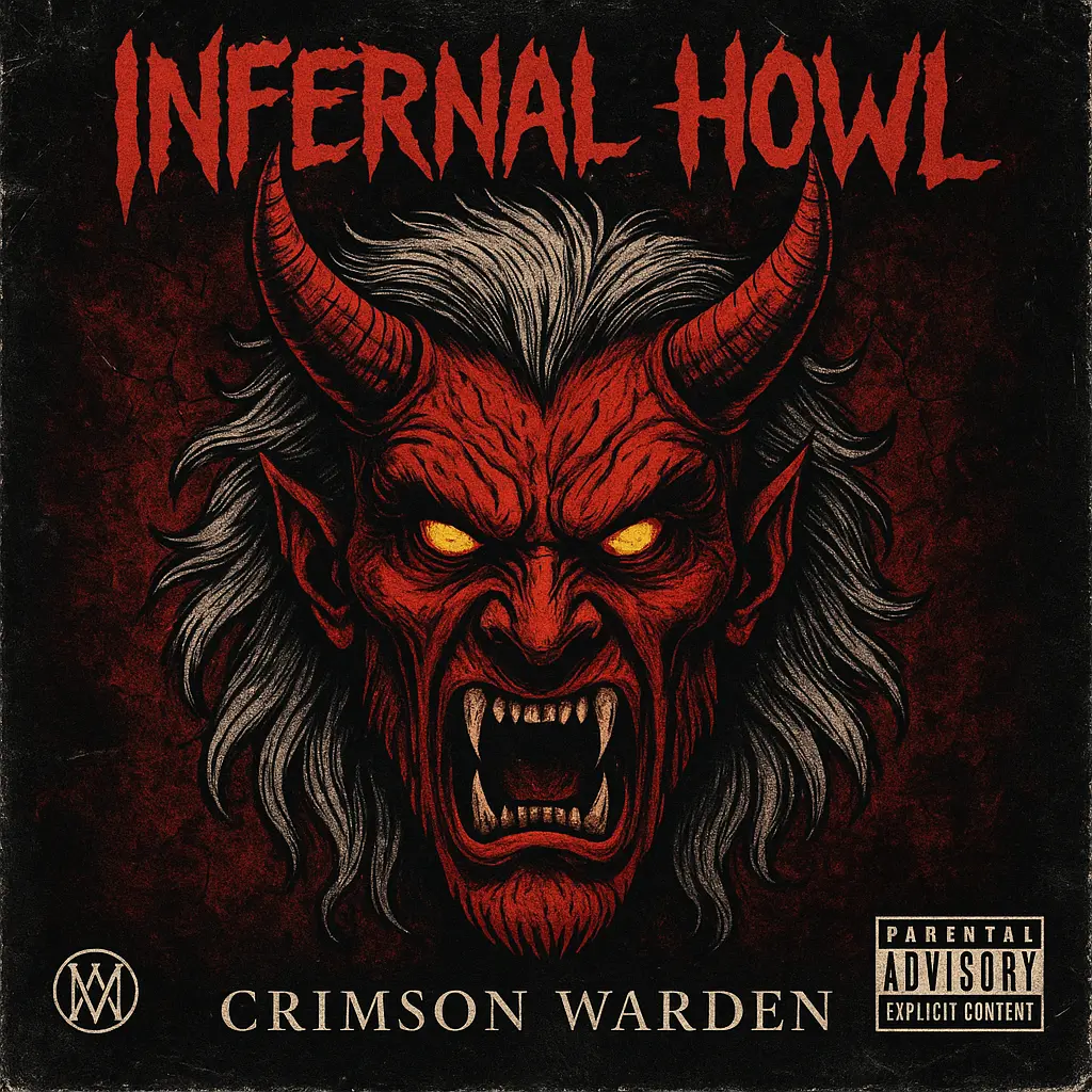 Red demon face on Rock Album Covers template