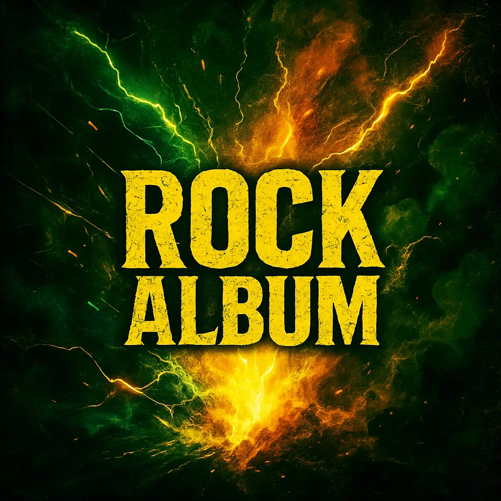 Abstract electric explosion with bold text, Rock Album Covers template