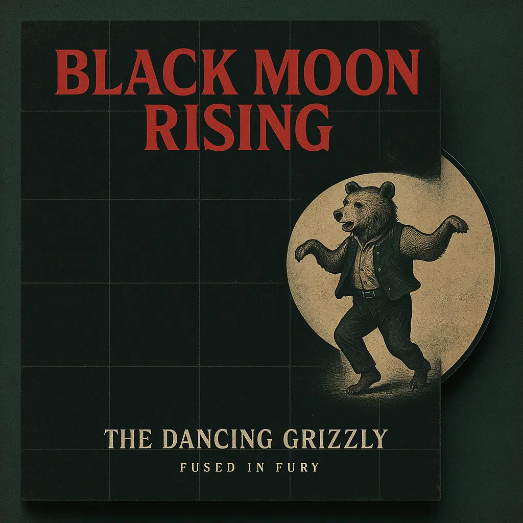 Rock Album Covers template with dark tiles and dancing bear illustration