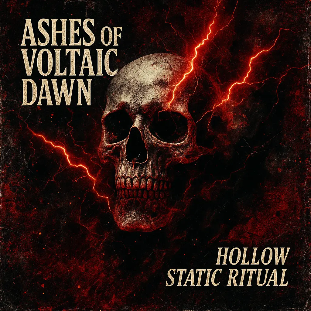 Grungy skull with red lightning in Rock Album Covers template