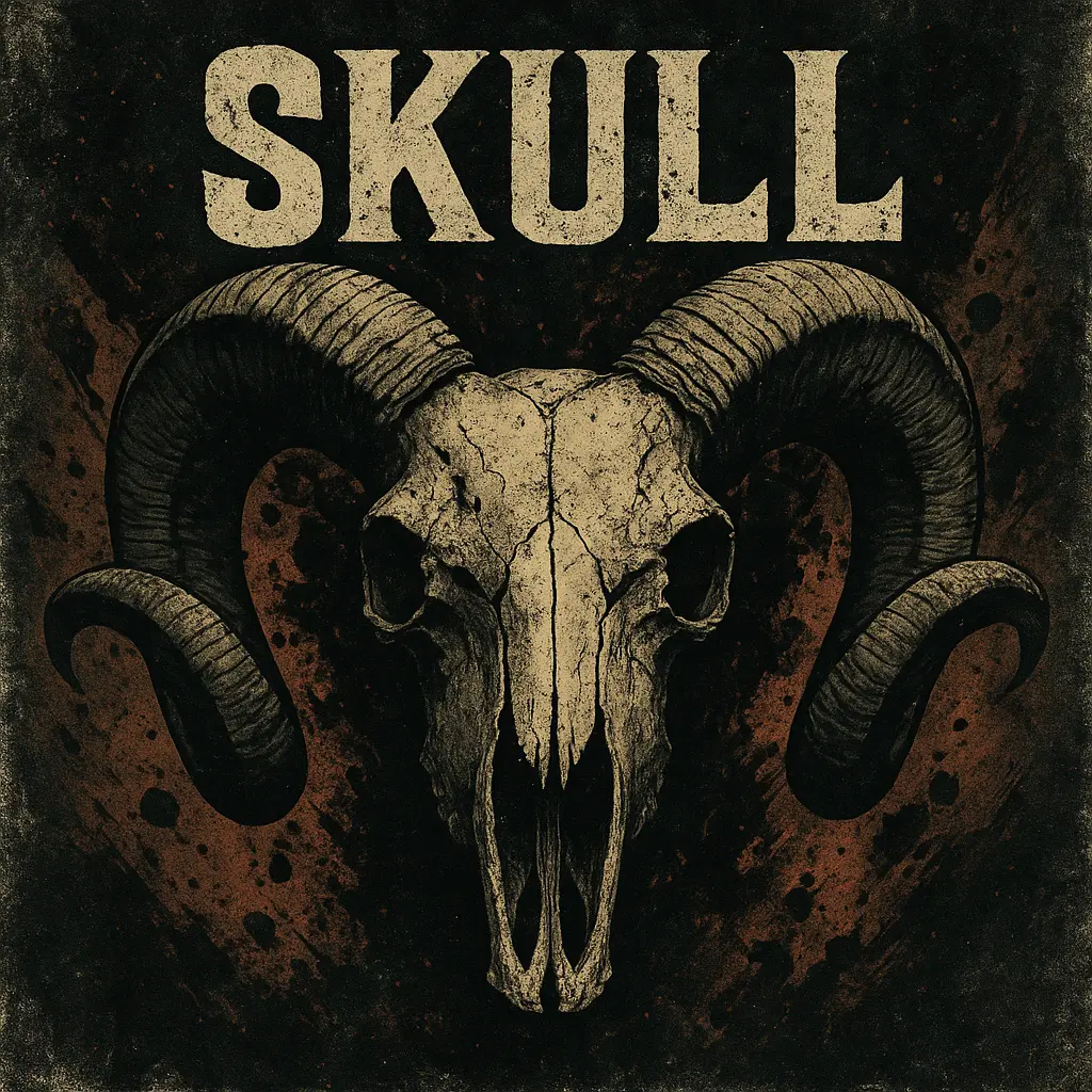 Rock Album Covers template with ram skull and bold typography