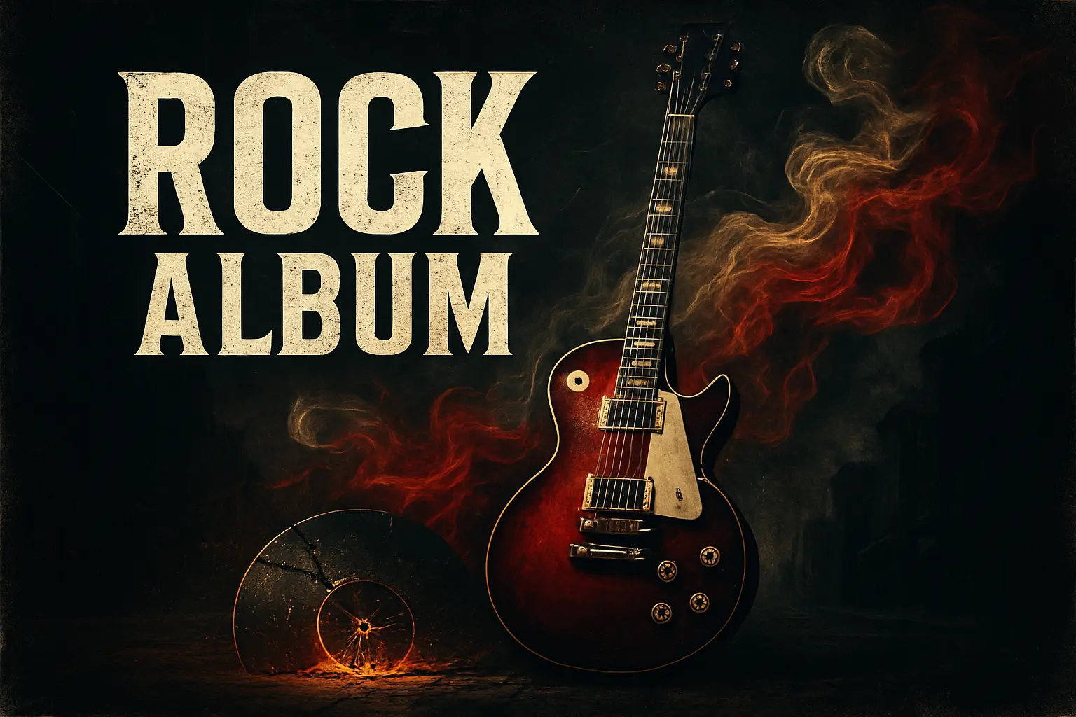 Grungy skull with red lightning in Rock Album Covers template