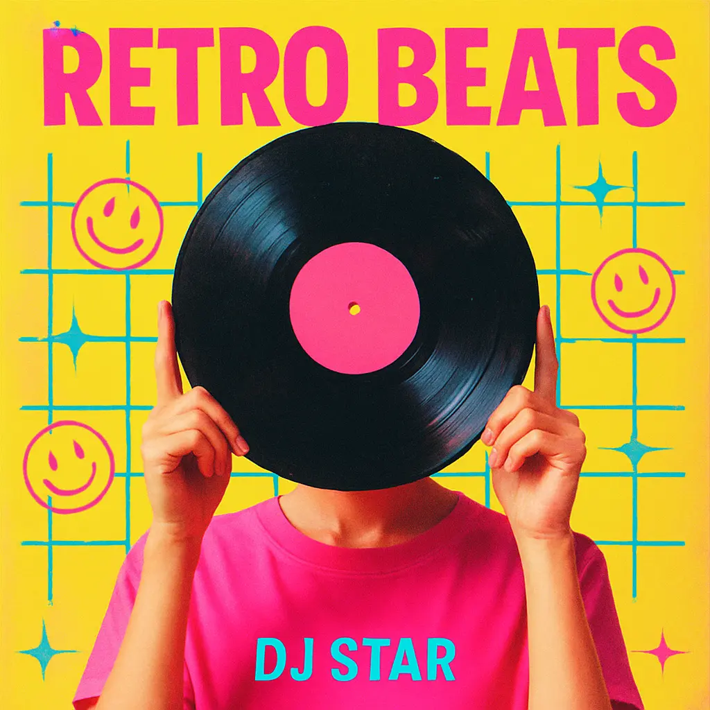 Pop Album Covers template with a person holding vinyl record against a yellow background