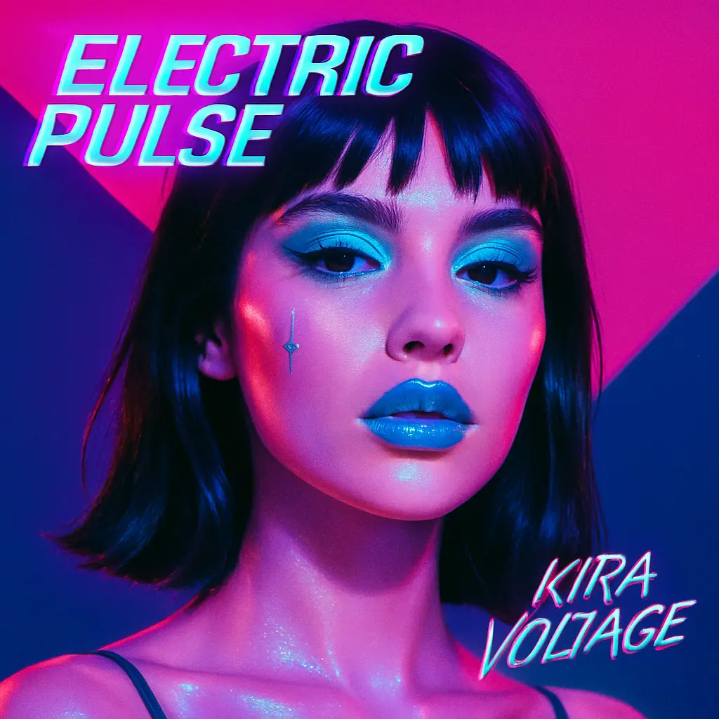 Bold pop portrait with neon makeup in Pop Album Covers template