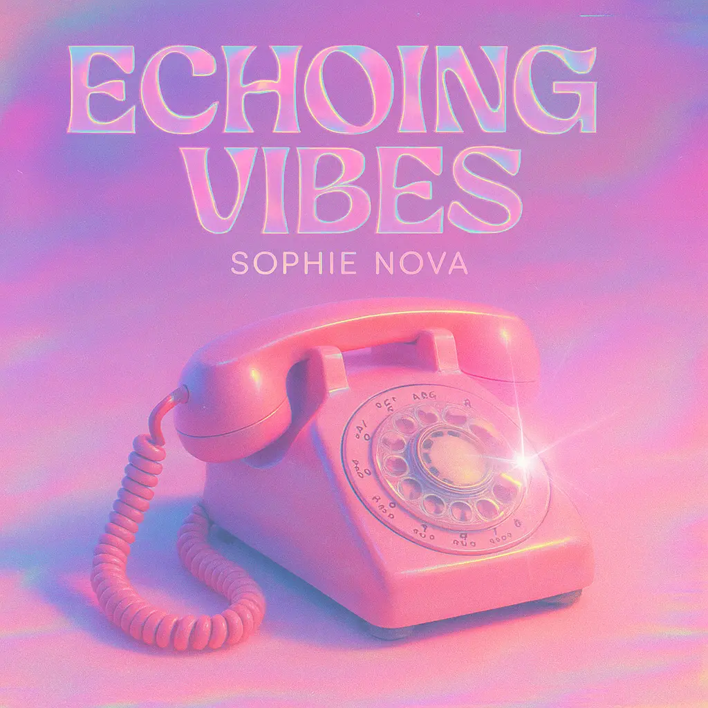 Pop Album Covers template featuring a vintage rotary phone in a dreamy pink gradient