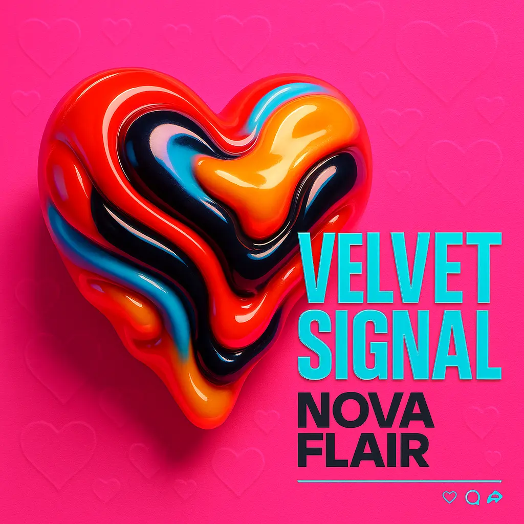 Glossy heart on neon pink Pop Album Covers template